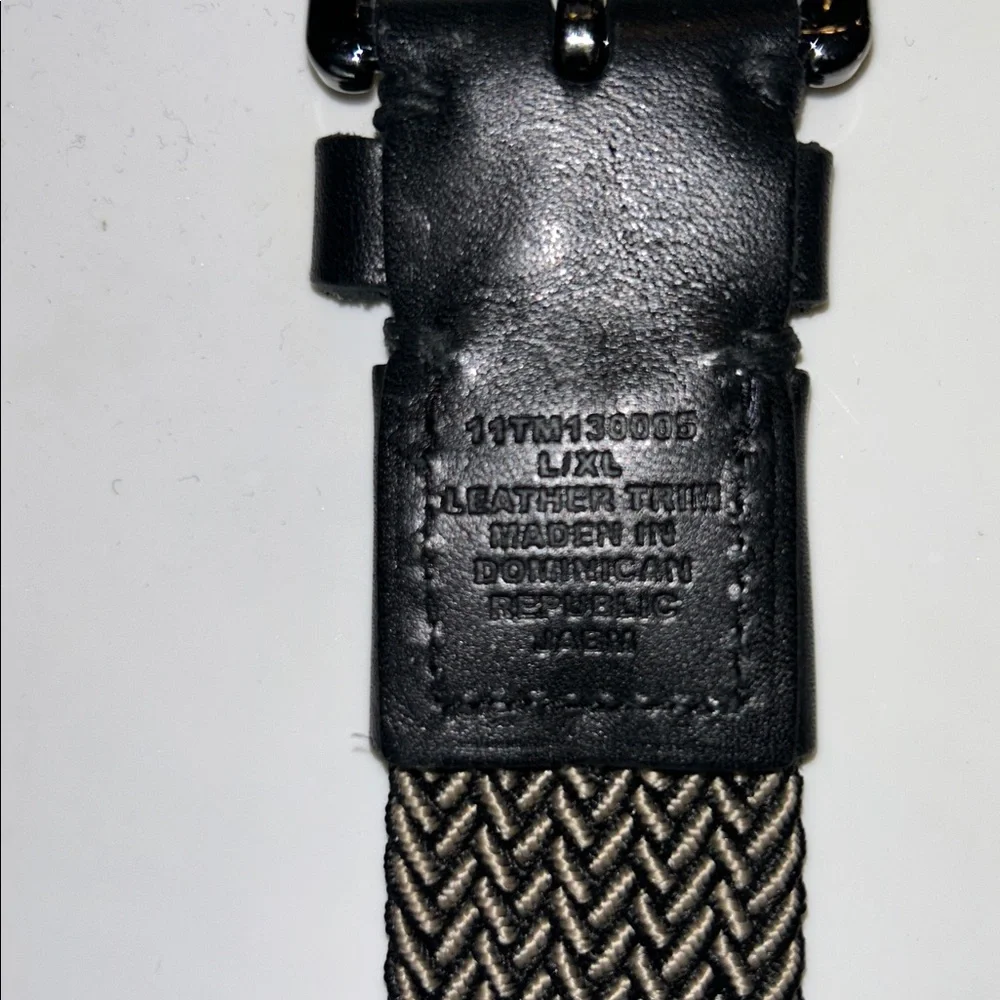 Tommy Bahama Men’s Two Tone Woven Belt w/Black Leather Trim, No Holes, Size L/XL